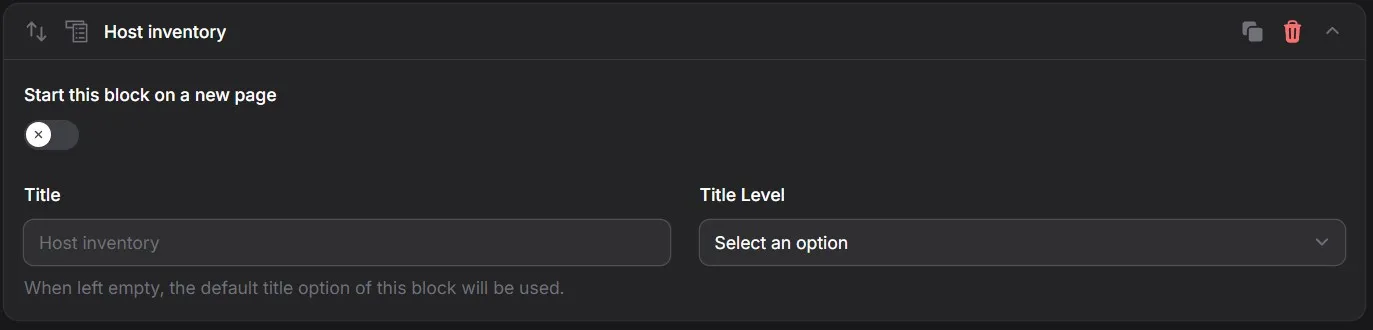 Host Inventory Block