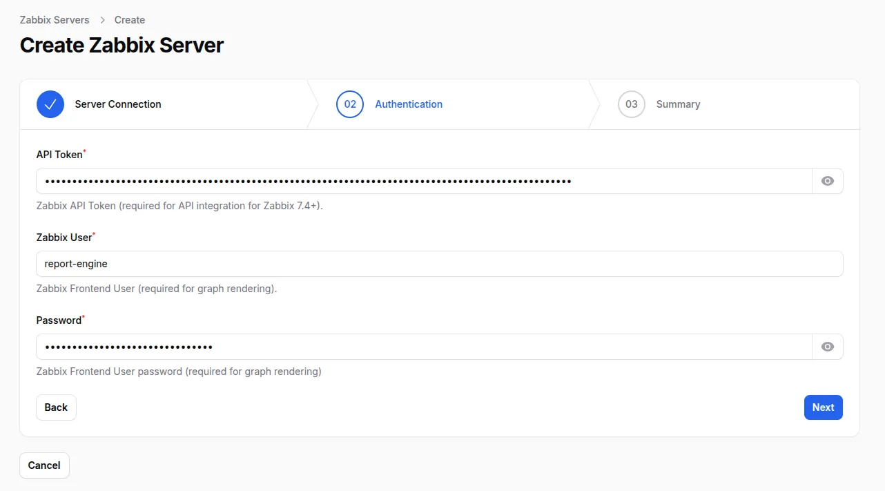 Zabbix Server Wizard Step 2